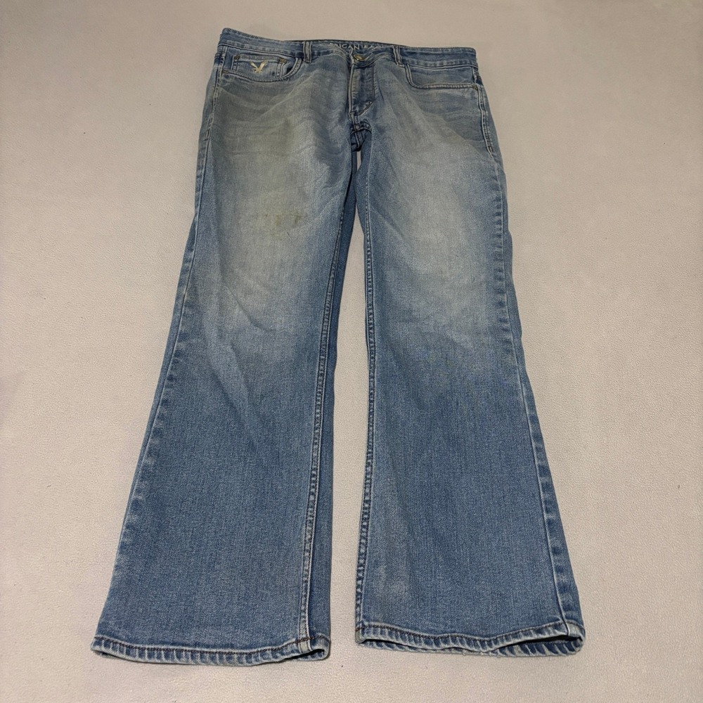American Eagle Mens Boot Cut 34x34 Light Wash Blue Denim Jeans Ne(x)t Level Flex